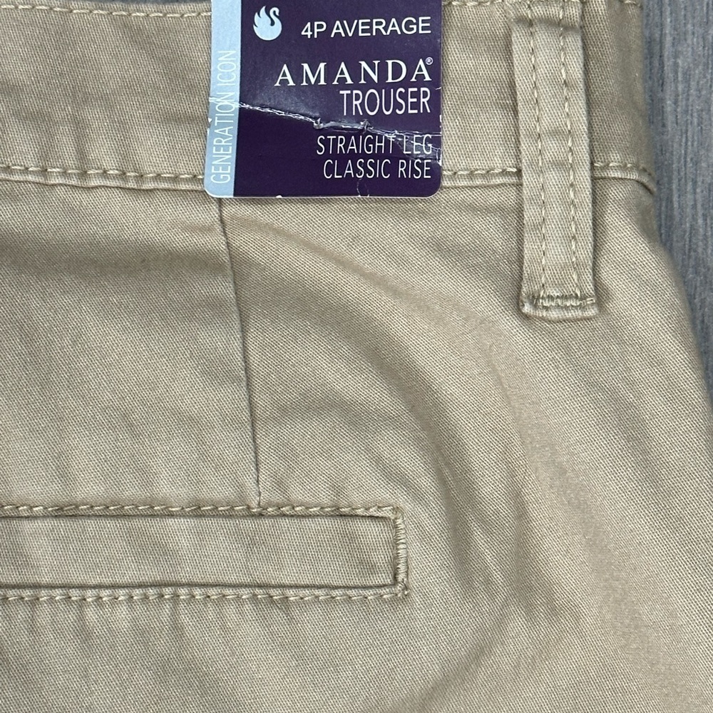 Women’s Gloria Vanderbilt 4 Petite Chino Khakis Pants Khaki Straight Stretch NWT - Picture 7 of 12